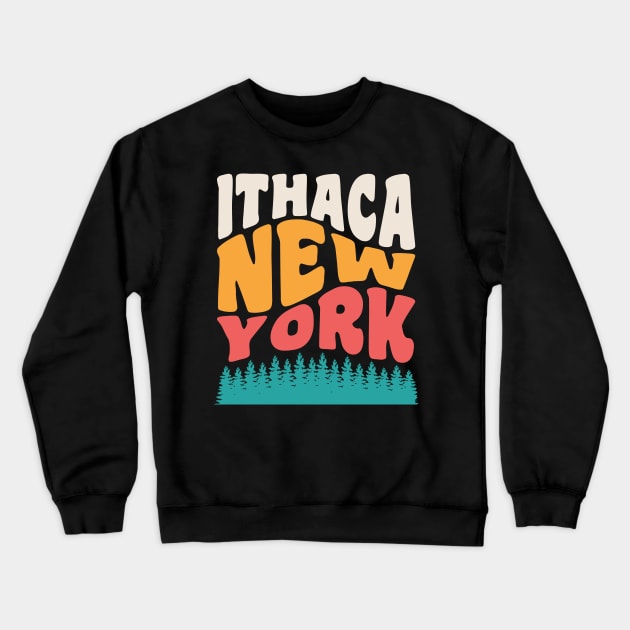 Ithaca New York State Parks Hiking Camping Crewneck Sweatshirt by PodDesignShop